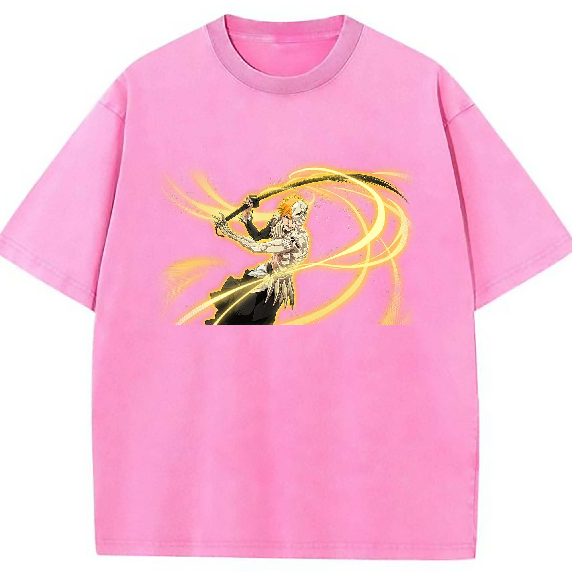 （画像用） ブリーチ 黒崎一護（くろさき いちご）BLEACH Kurosaki Ichigo 綿100% ヴィンテージ風 半袖Tシャツ（フロントプリント）